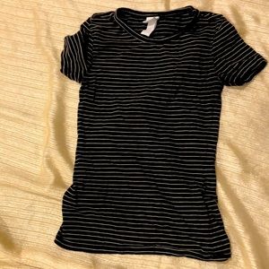 Black and white striped short sleeve shirt